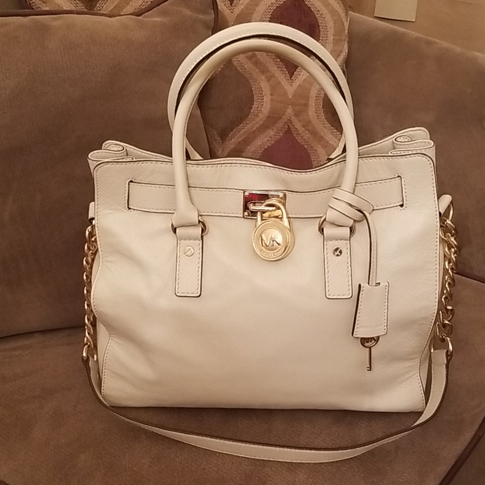 Michael Kors bone leather Hamilton tote